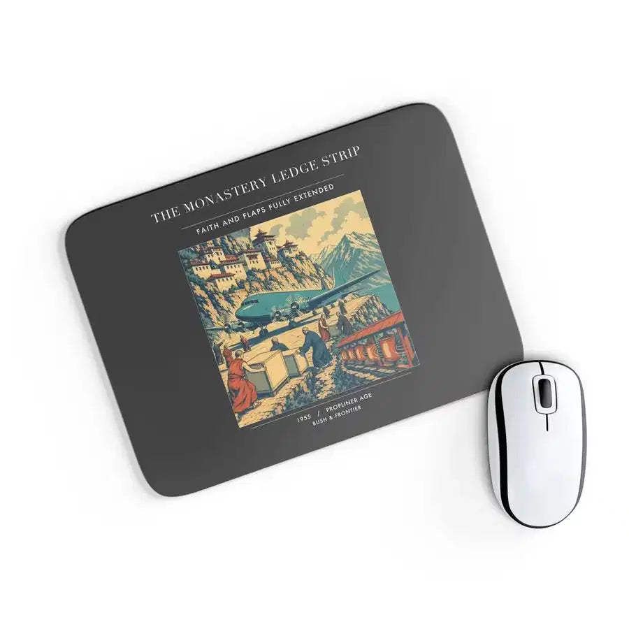 VINTAGE G4341 - The Monastery Ledge Strip - Designed Mouse Pads design on black rectangle