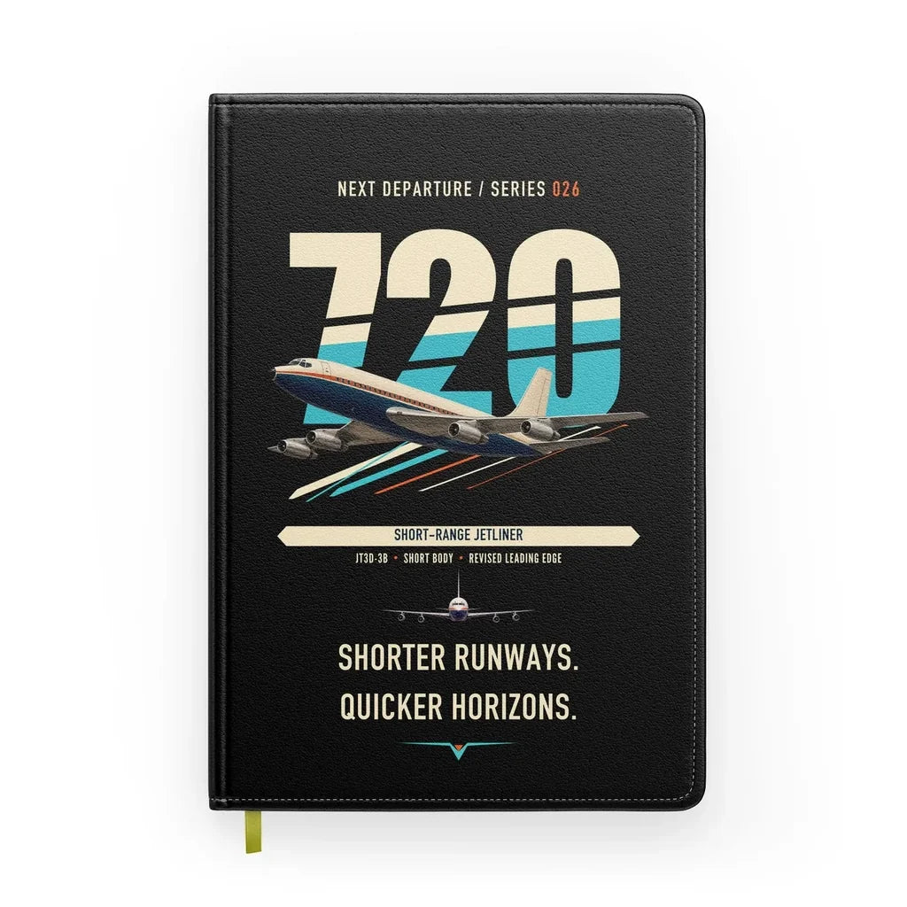 Boeing 720B design on black notebook