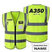 Thumbnail for Super Airbus A350 aviation design printed on high-visibility reflective fabric reflective vest.