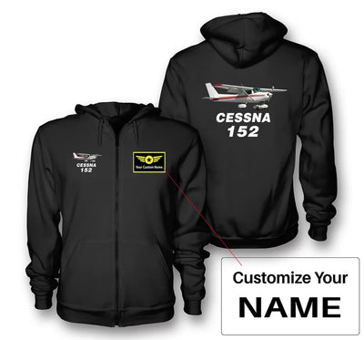 The Cessna 152 aviation design on soft cotton blend zipped hoodie.
