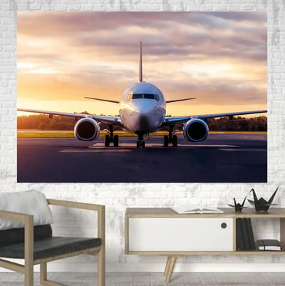 Boeing 737-800 During Sunset canvas - 1 Piece