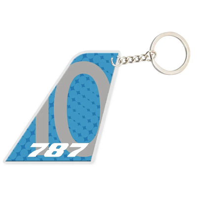 Tail Boeing B787-10 aviation shaped key chain, durable metal alloy.