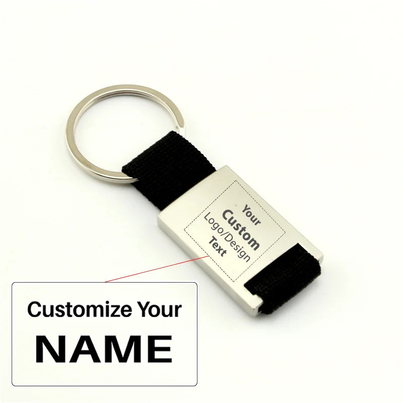 Your Custom Design & Image & Logo & Text Design Metal Woven Leather(2)Key Chains aviation fashion key chain in polished metal.