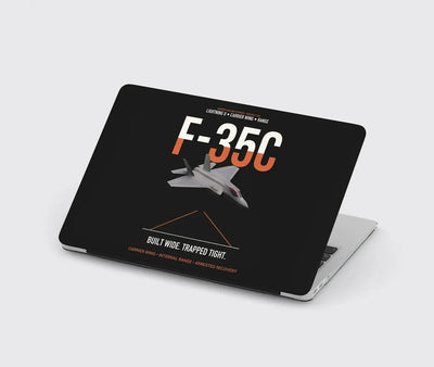 F-35C Lightning II Built Wide Trapped Tight design on black MacBook case