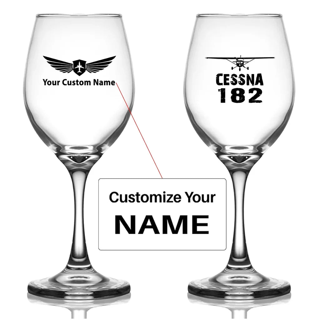 Customisable Cessna 182 Wine Glass