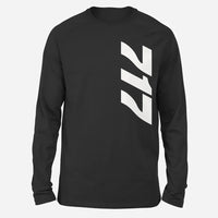 Thumbnail for Boeing 717 Text Long-Sleeve aviation design printed on soft cotton long-sleeve T-shirt.