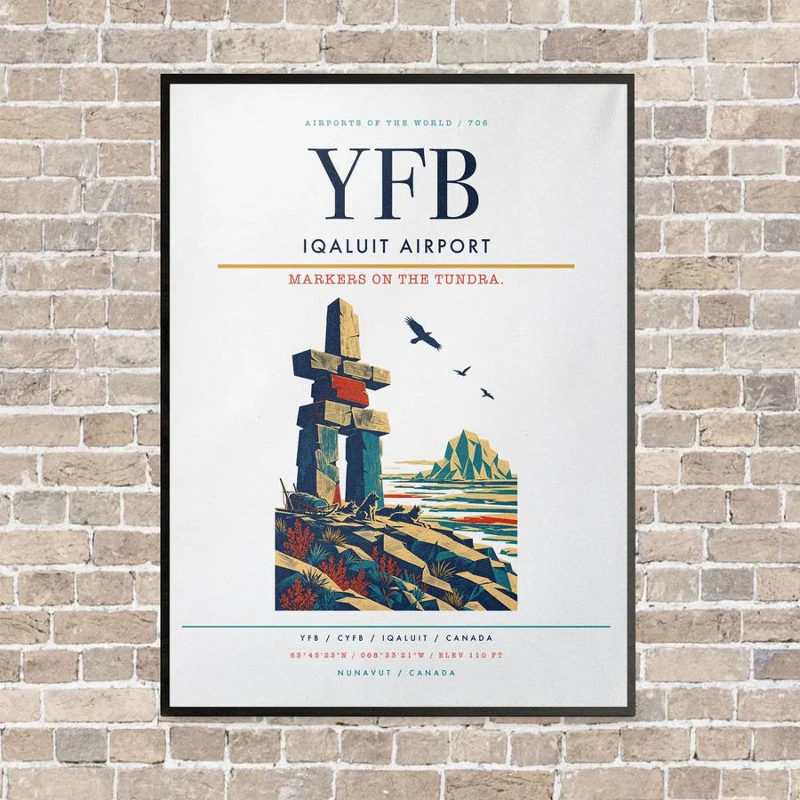 Iqaluit Airport YFB vertical canvas print - framed - white background