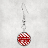 Thumbnail for Side view of Flight Data Recorder aviation earrings in hypoallergenic alloy, polished finish.