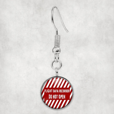 Side view of Flight Data Recorder aviation earrings in hypoallergenic alloy, polished finish.