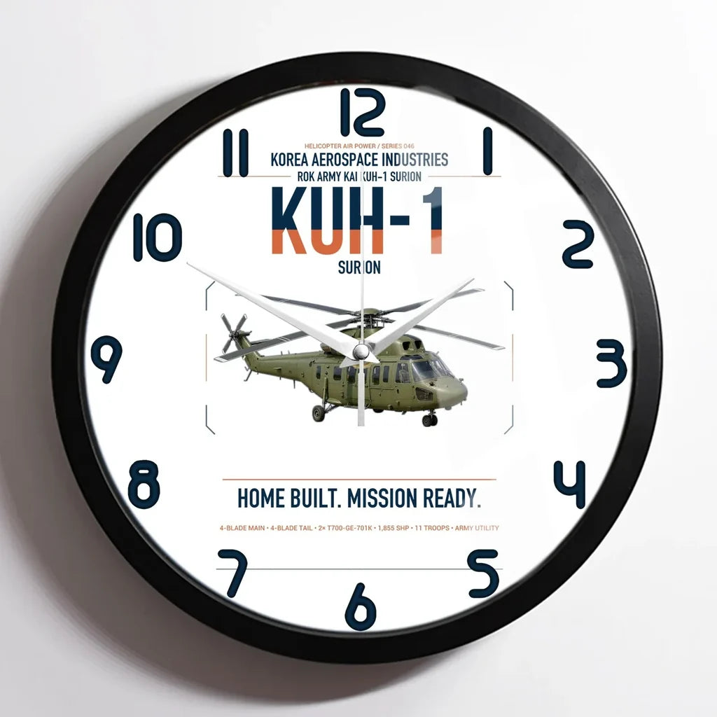 Korea Aerospace Industries KUH-1 Surion design on white framed wall clock