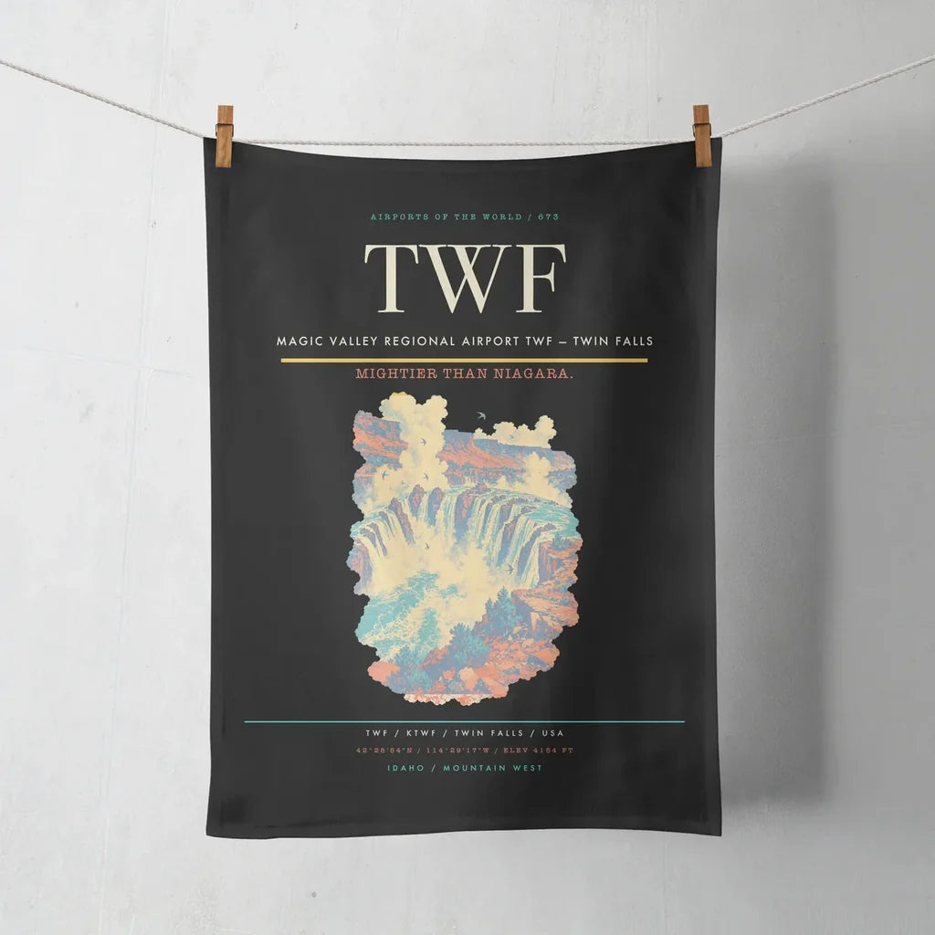 Magic Valley Regional Airport (TWF) design on black towel