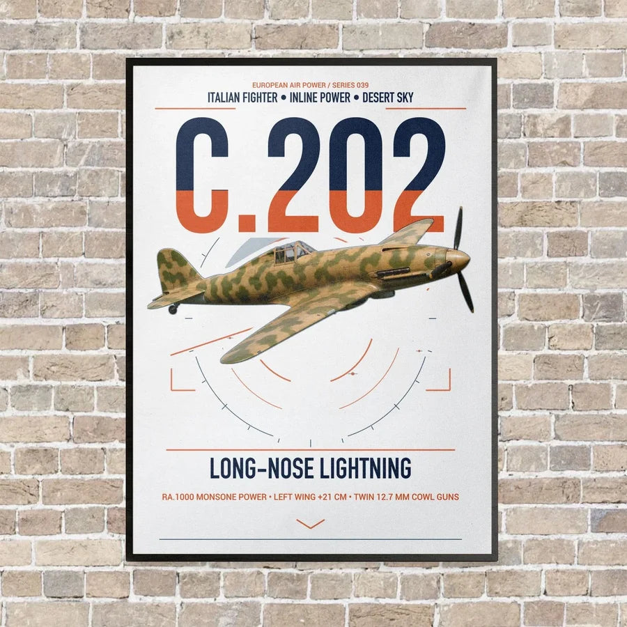 Macchi C.202 Folgore vertical canvas print - framed - white background