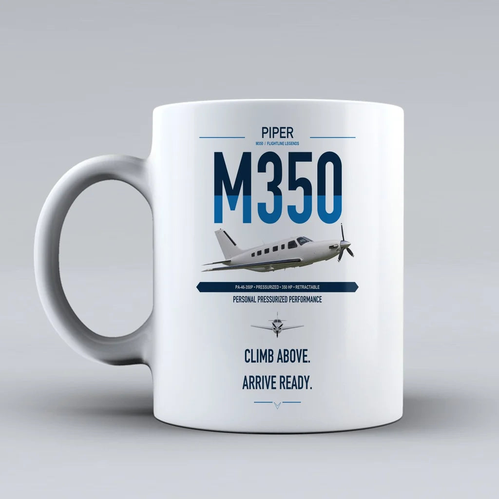 Piper M350 design on white ceramic mug, double-side print