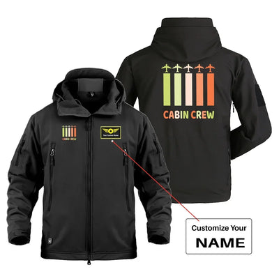 Colourful Cabin Crew Military Jackets (Customizable) aviation design printed on heavy cotton shell with field-style pockets m.