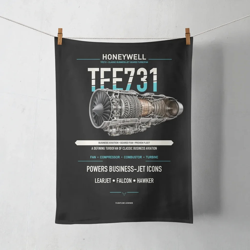TFE731 design on black towel