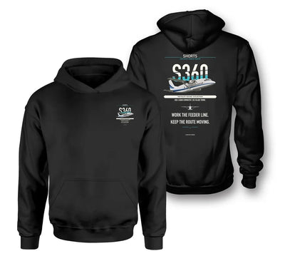 Shorts 360-300 design on black hoodie