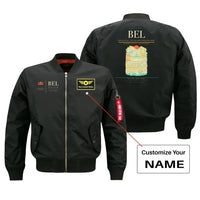 Thumbnail for Belem Val de Cans (BEL) design on black bomber jacket with custom name patch