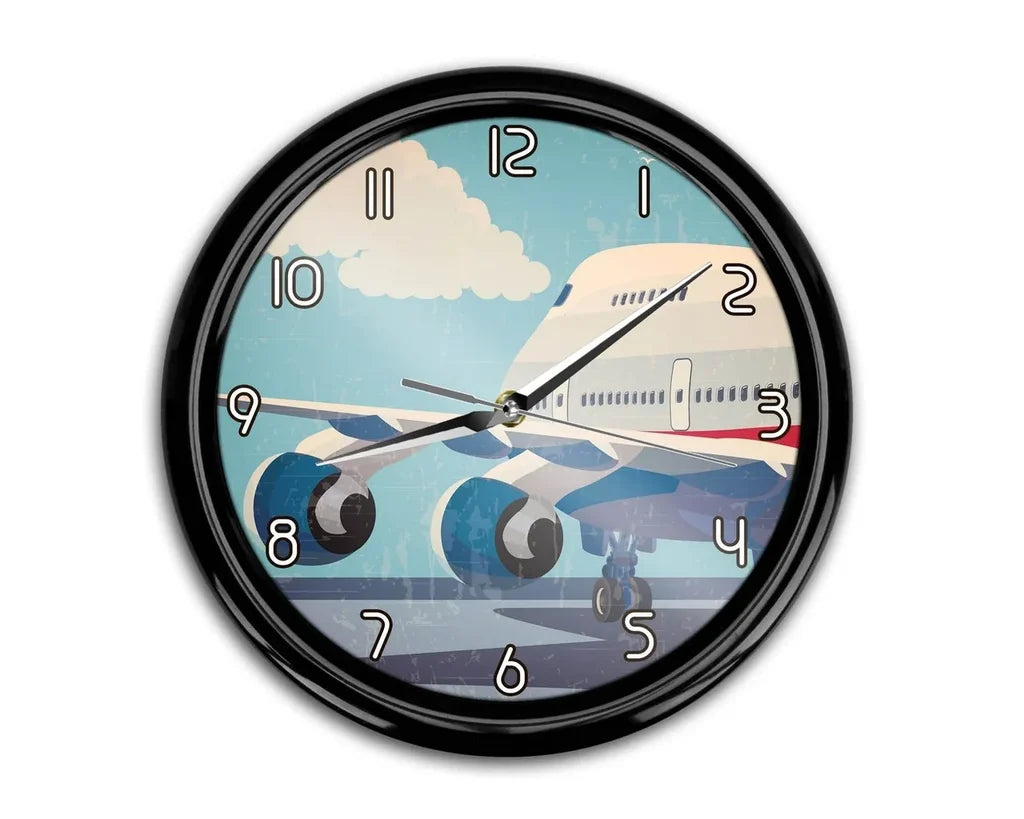 Vintage Boeing 747 aviation themed wall clock, premium wood and metal.