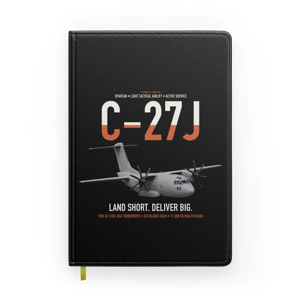 C-27J Spartan design on black notebook