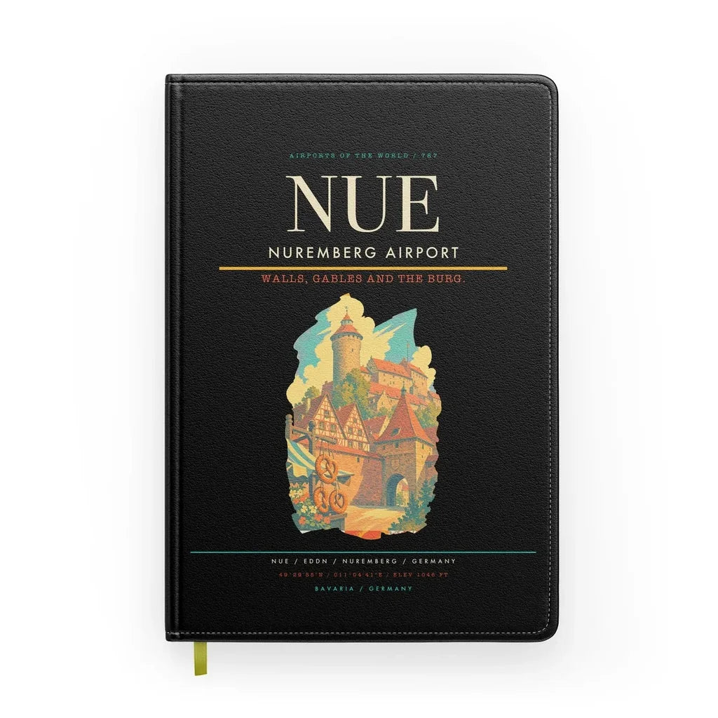 Nuremberg Airport (NUE) design on black notebook
