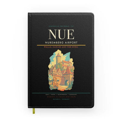 Nuremberg Airport (NUE) design on black notebook