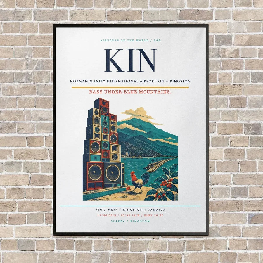 Norman Manley International Airport KIN — Kingston vertical canvas print - framed - white background