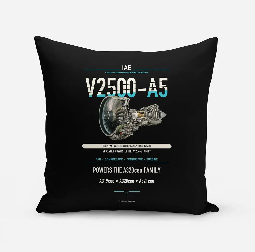 V2500-A5 design on black pillow