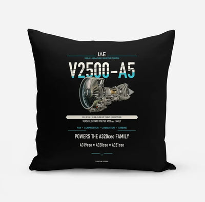 V2500-A5 design on black pillow