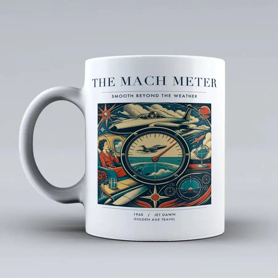 VINTAGE G4115 - The Mach Meter - Ceramic Mug design on white