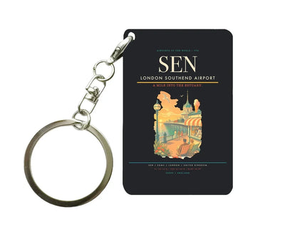 London Southend Airport (SEN) design on black key chain