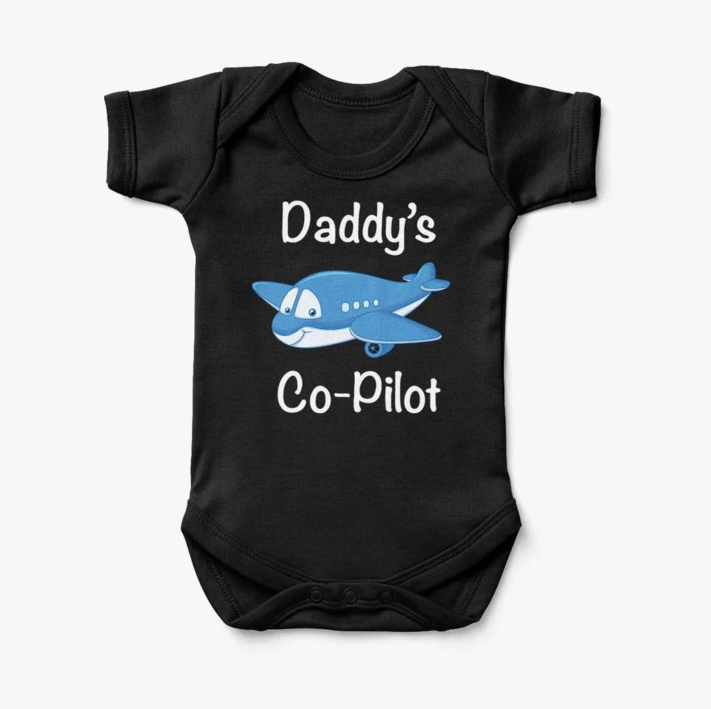 Daddy's Co-Pilot (Jet Airplane) aviation print on kids gentle cotton bodysuit.