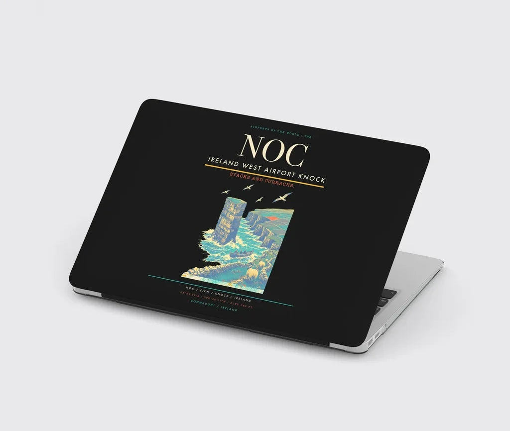 Ireland West Airport Knock (NOC) design on black MacBook case