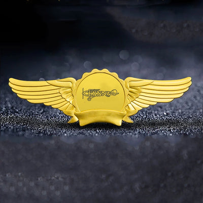 Special Cessna Text aviation badge in polished metal.