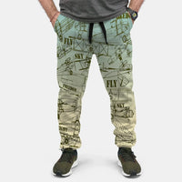 Thumbnail for Retro Airplanes & Text aviation design on soft cotton blend 3D-printed sweatpants.