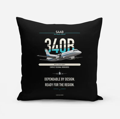Saab 340B design on black pillow