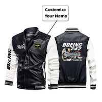 Thumbnail for Boeing 767 Engine (PW4000-94) aviation design printed on genuine leather with modern tailored fit stylish leather jacket.