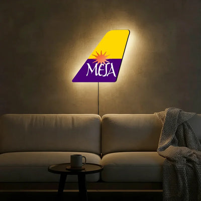 Mesa Airlines aviation design on durable metal with LED aircraft tail wall art.