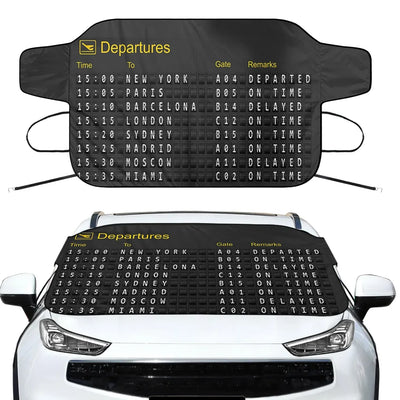 Airport Departure Sign Car aviation design on car windshield cover.