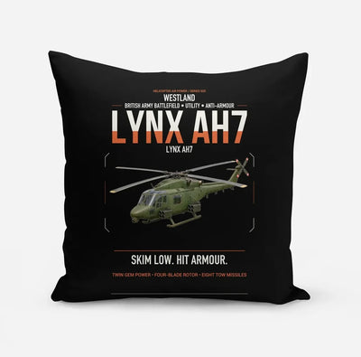 Westland Lynx AH7 design on black pillow