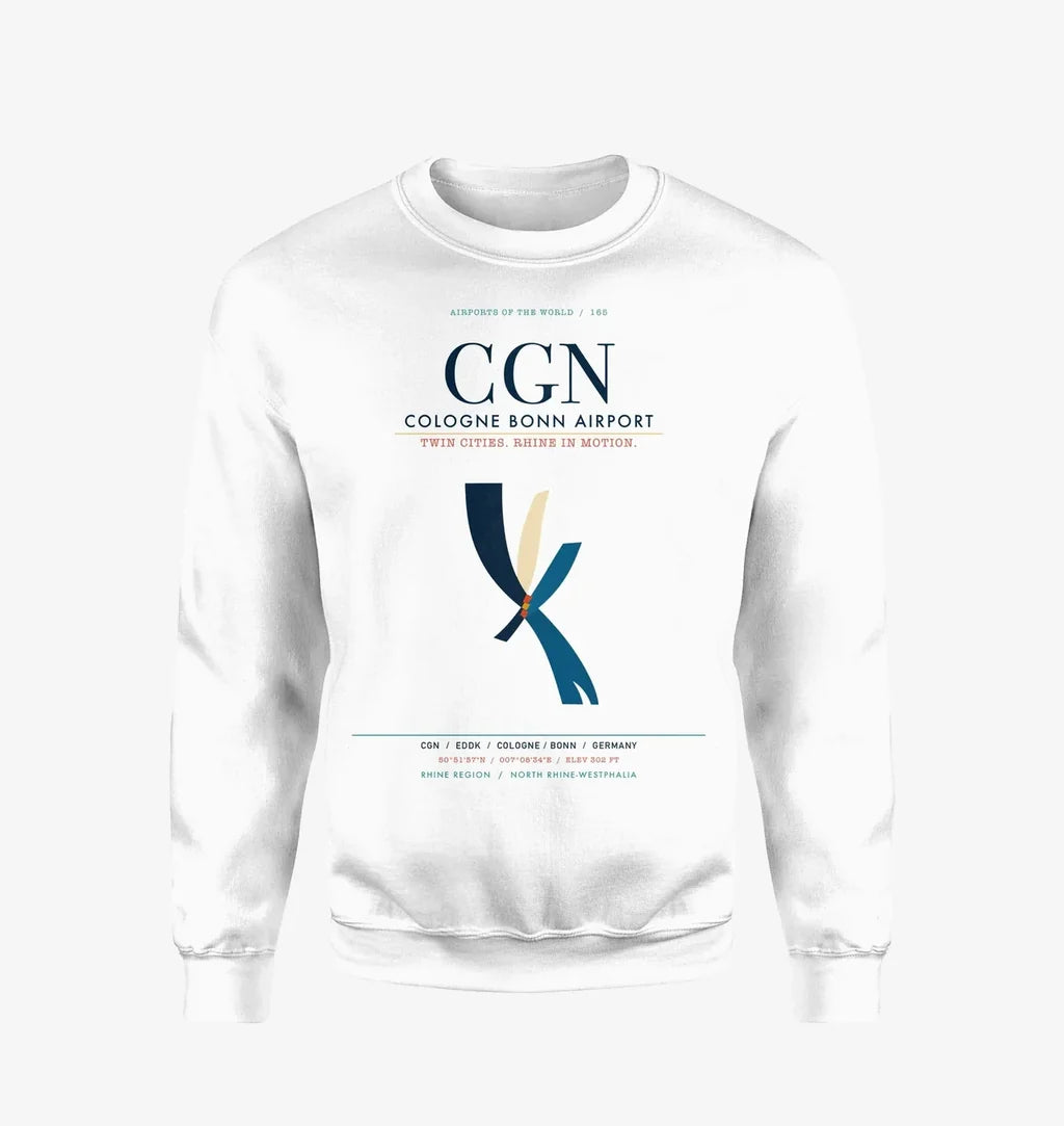 Cologne Bonn Airport (CGN) design on white sweatshirt