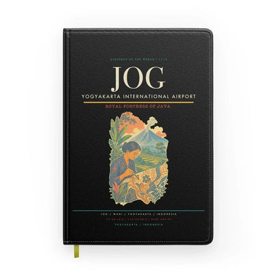Yogyakarta International Airport (JOG) design on black notebook