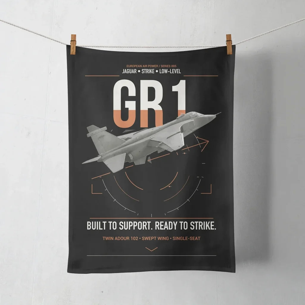 SEPECAT Jaguar GR1 design on black towel