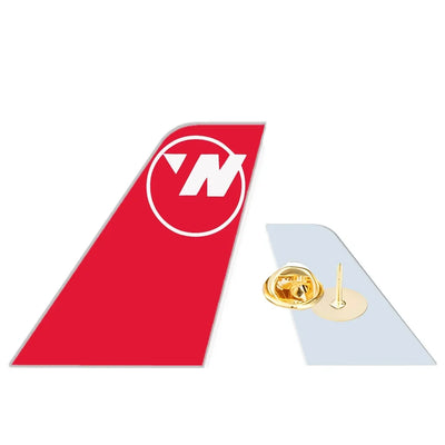 Northwest Airlines OLD aviation design tail-shape badge pin in polished alloy.