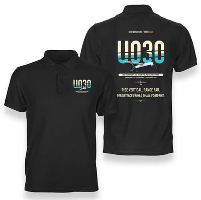 Airbus U030 Flexrotor design on black polo
