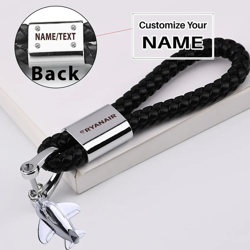 Ryanair Airlines aviation design on premium leather car leather car key chain.