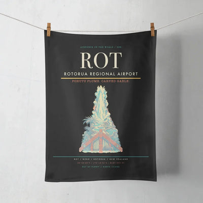 Rotorua Regional Airport (ROT) design on black towel