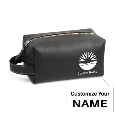 SunExpress Leather Clutch aviation print leather clutch toiletry bag, leather.