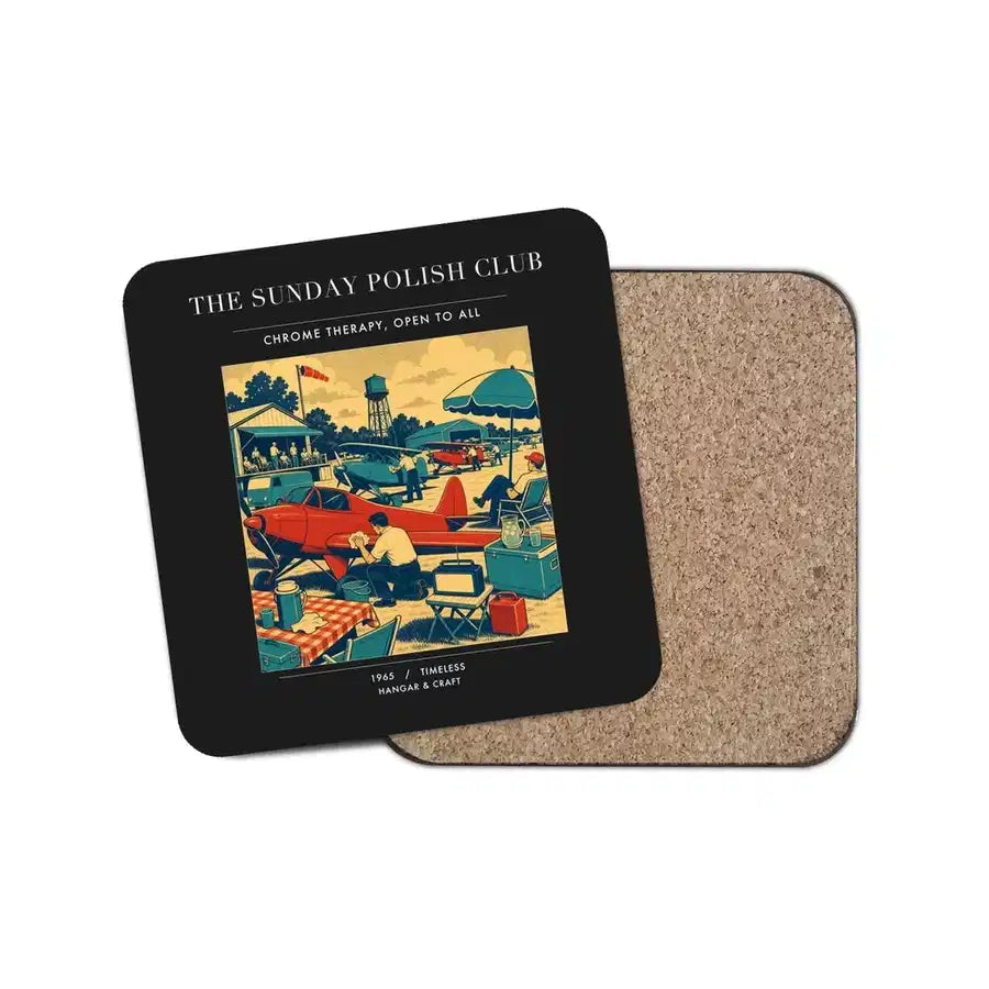 The Sunday Polish Club - Designed Coasters design on black 1-piece