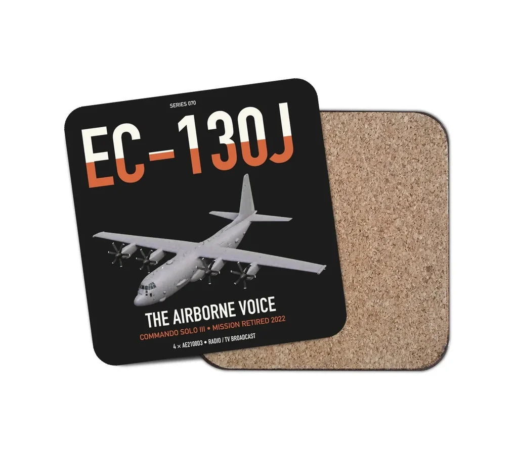 EC-130J Commando Solo III design on black 1 piece coaster