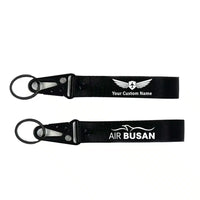 Thumbnail for Air Busan aviation hawk-shaped key chain, durable metal alloy.